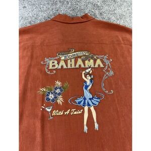 Tommy Bahama Silk Shirt Mens XXL With A Twist Embroidered Martini Hawaiian Camp